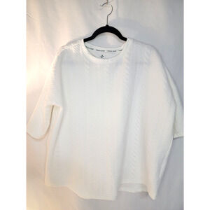 Tuckernuck White Quilted Crewneck Pullover Tnuck Sport Top Shirt Size M / L